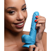 6.5" Dildo with Balls - Blue